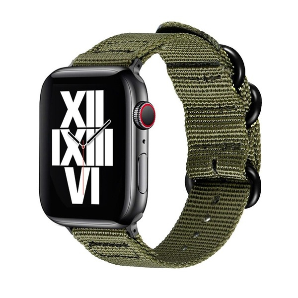 Curea pentru Apple Watch, sport, din nylon(material textil) verde-army, compatibila cu iWatch seria 3 42mm, seria 4 44mm, seria 5 44mm, seria SE 44mm, seria 6 44mm sau seria 7 45mm [1]