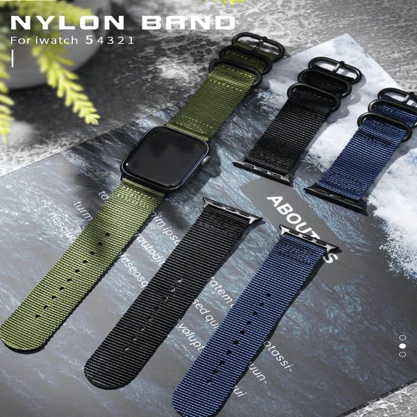 Curea sport pentru Apple Watch, verde, din nylon(material textil), compatibila cu iWatch seria 3 38mm, seria 4 40mm, seria 5 40mm, seria SE 40mm, seria 6 40mm sau seria 7 41mm [7]