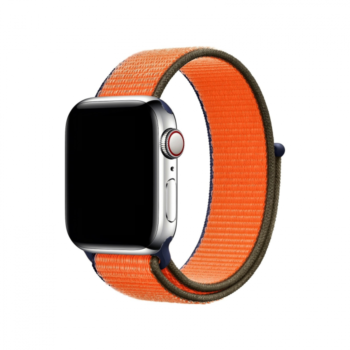 Curea pentru Apple Watch, sport loop, portocalie, din nylon(material textil), compatibila cu iWatch seria 3 42mm, seria 4 44mm, seria 5 44mm, seria SE 44mm, seria 6 44mm sau seria 7 45mm [3]