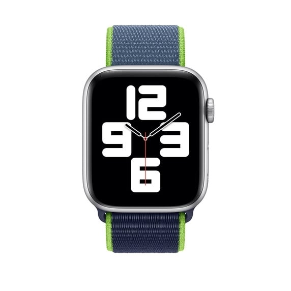 Curea pentru Apple Watch, sport loop, albastra bleumarin, din nylon(material textil), compatibila cu iWatch seria 3 42mm, seria 4 44mm, seria 5 44mm, seria SE 44mm, seria 6 44mm sau seria 7 45mm [3]