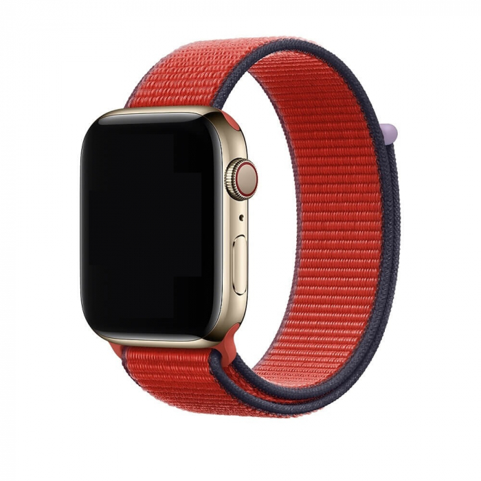 Curea pentru Apple Watch, sport loop, rosie, din nylon(material textil), compatibila cu iWatch seria 3 38mm, seria 4 40mm, seria 5 40mm, seria SE 40mm, seria 6 40mm sau seria 7 41mm [2]