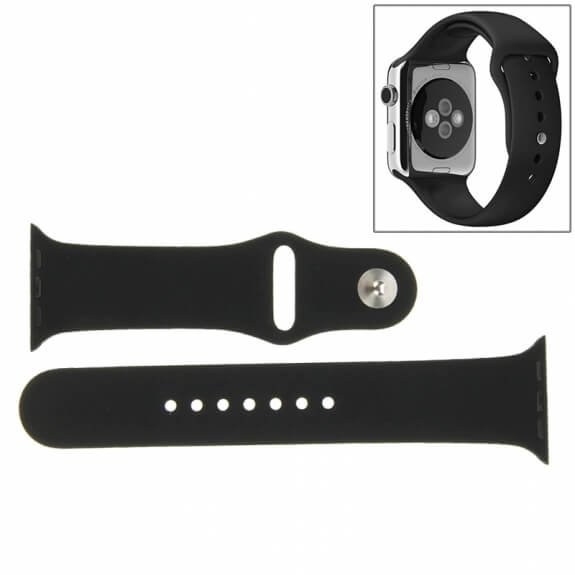 Curea sport pentru Apple Watch, din silicon negru, compatibila cu iWatch seria 3 42mm, seria 4 44mm, seria 5 44mm, seria SE 44mm, seria 6 44mm sau seria 7 45mm [8]