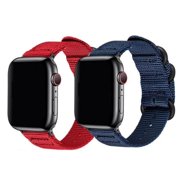 Curea pentru Apple Watch, sport, din nylon(material textil) rosu, compatibila cu iWatch seria 3 42mm, seria 4 44mm, seria 5 44mm, seria SE 44mm, seria 6 44mm sau seria 7 45mm [4]