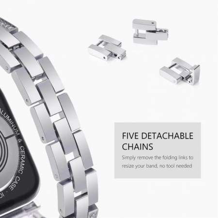 Bratara pentru Apple Watch, eleganta, din din otel inoxidabil argintiu, compatibila cu iWatch seria 3 38mm, seria 4 40mm, seria 5 40mm, seria SE 40mm, seria 6 40mm sau seria 7 41mm [5]