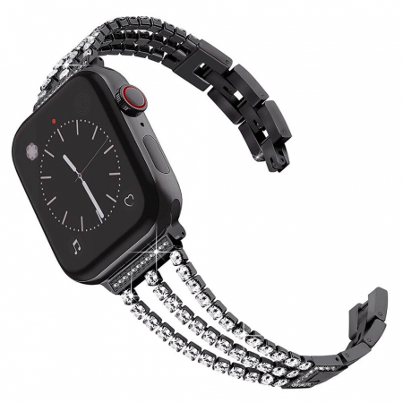 Bratara pentru Apple Watch, eleganta, neagra, din din otel inoxidabil, compatibila cu iWatch seria 3 38mm, seria 4 40mm, seria 5 40mm, seria SE 40mm, seria 6 40mm sau seria 7 41mm [5]