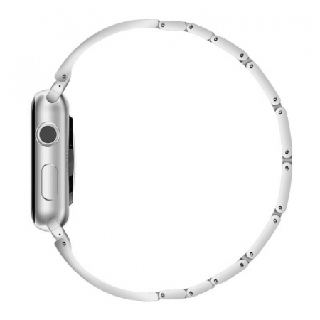 Bratara pentru Apple Watch, eleganta, din din otel inoxidabil argintiu, compatibila cu iWatch seria 3 38mm, seria 4 40mm, seria 5 40mm, seria SE 40mm, seria 6 40mm sau seria 7 41mm [2]