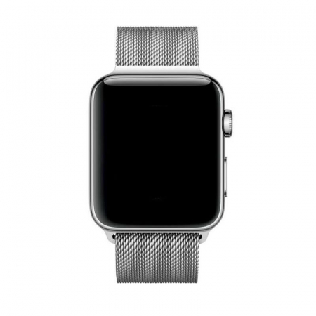 Curea eleganta Milanese Loop, pentru Apple Watch, magnetica, argintie, din metal(otel inoxidabil), compatibila cu iWatch seria 3 42mm, seria 4 44mm, seria 5 44mm, seria SE 44mm, seria 6 44mm sau seria 7 45mm [5]