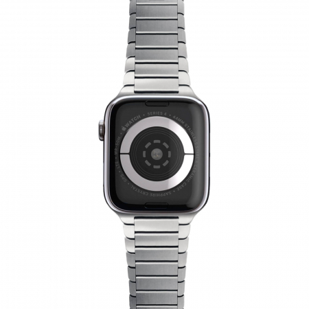 Curea eleganta Silver Link, pentru Apple Watch, argintie, din metal(otel inoxidabil), compatibila cu iWatch seria 3 42mm, seria 4 44mm, seria 5 44mm, seria SE 44mm, seria 6 44mm sau seria 7 45mm [3]
