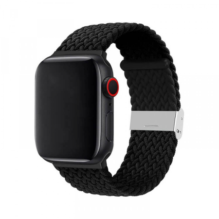 Curea pentru Apple Watch, sport loop, neagra, din nylon(material textil), compatibila cu iWatch seria 3 38mm, seria 4 40mm, seria 5 40mm, seria SE 40mm, seria 6 40mm sau seria 7 41mm [1]