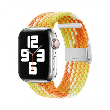 Curea pentru Apple Watch, sport loop, galbena-portocalie, din nylon(material textil), compatibila cu iWatch seria 3 38mm, seria 4 40mm, seria 5 40mm, seria SE 40mm, seria 6 40mm sau seria 7 41mm [0]