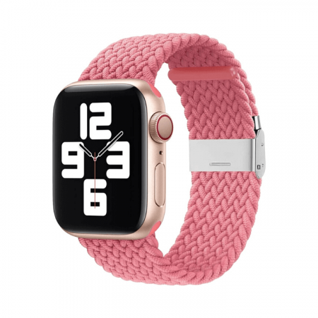 Curea pentru Apple Watch, sport braided loop, roz sau rose, din nylon(material textil), compatibila cu iWatch seria 3 38mm, seria 4 40mm, seria 5 40mm, seria SE 40mm, seria 6 40mm sau seria 7 41mm [0]