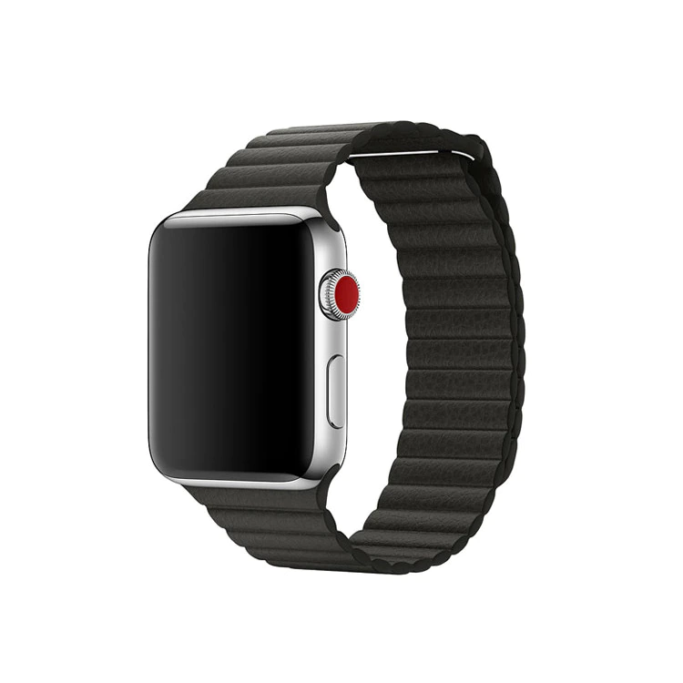 Curea pentru Apple Watch, eleganta, din piele neagra, cu prindere magnetica, compatibila cu iWatch seria 3 42mm, seria 4 44mm, seria 5 44mm, seria SE 44mm, seria 6 44mm sau seria 7 45mm [4]