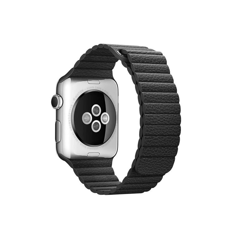 Curea pentru Apple Watch, eleganta, din piele neagra, cu prindere magnetica, compatibila cu iWatch seria 3 42mm, seria 4 44mm, seria 5 44mm, seria SE 44mm, seria 6 44mm sau seria 7 45mm [3]