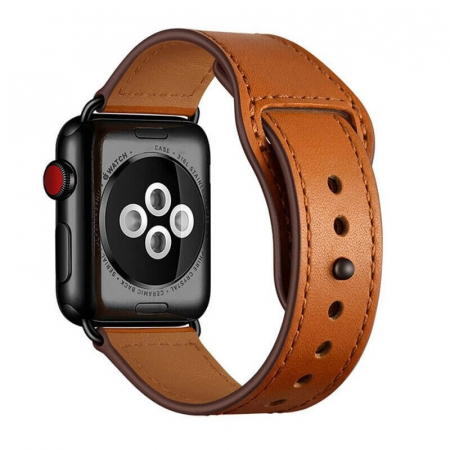 Curea pentru Apple Watch, eleganta, din piele maro, compatibila cu iWatch seria 3 42mm, seria 4 44mm, seria 5 44mm, seria SE 44mm, seria 6 44mm sau seria 7 45mm [1]