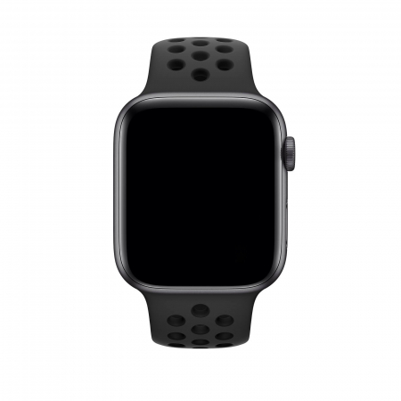 Curea sport pentru Apple Watch, din silicon negru cu perforatii, compatibila cu iWatch seria 3 38mm, seria 4 40mm, seria 5 40mm, seria SE 40mm, seria 6 40mm sau seria 7 41mm [1]