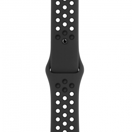 Curea sport pentru Apple Watch, din silicon negru cu perforatii, compatibila cu iWatch seria 3 42mm, seria 4 44mm, seria 5 44mm, seria SE 44mm, seria 6 44mm sau seria 7 45mm [0]