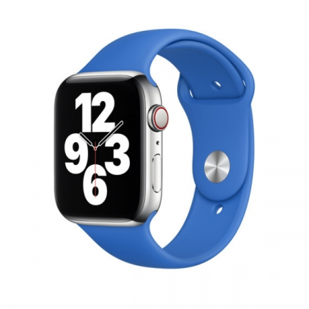 Curea sport pentru Apple Watch, din silicon albastru, compatibila cu iWatch seria 3 42mm, seria 4 44mm, seria 5 44mm, seria SE 44mm, seria 6 44mm sau seria 7 45mm [1]
