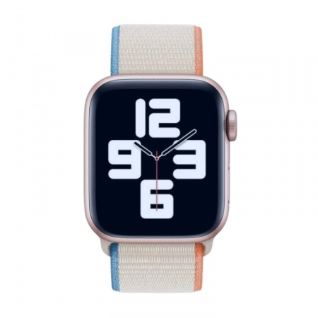 Curea pentru Apple Watch, sport loop, alba, din nylon(material textil), compatibila cu iWatch seria 3 38mm, seria 4 40mm, seria 5 40mm, seria SE 40mm, seria 6 40mm sau seria 7 41mm [1]