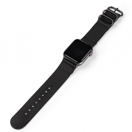 Curea sport pentru Apple Watch, neagra, din nylon(material textil), compatibila cu iWatch seria 3 38mm, seria 4 40mm, seria 5 40mm, seria SE 40mm, seria 6 40mm sau seria 7 41mm [2]