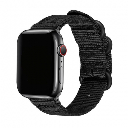 Curea sport pentru Apple Watch, neagra, din nylon(material textil), compatibila cu iWatch seria 3 38mm, seria 4 40mm, seria 5 40mm, seria SE 40mm, seria 6 40mm sau seria 7 41mm [0]