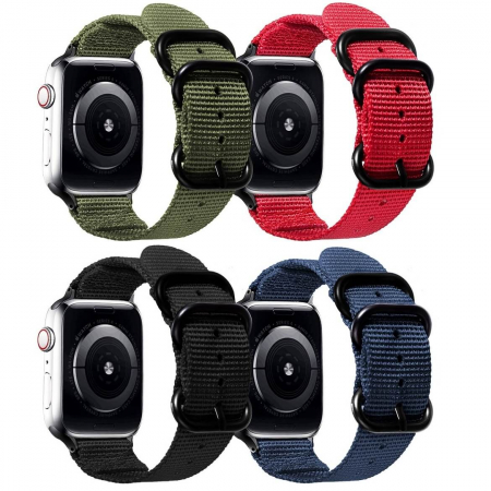 Curea pentru Apple Watch, sport, din nylon(material textil) rosu, compatibila cu iWatch seria 3 42mm, seria 4 44mm, seria 5 44mm, seria SE 44mm, seria 6 44mm sau seria 7 45mm [4]
