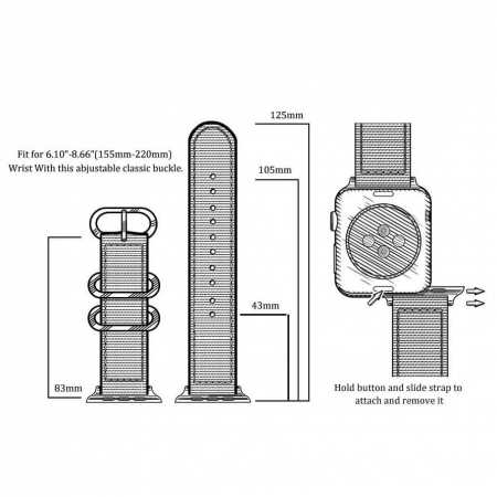 Curea pentru Apple Watch, sport, din nylon(material textil) rosu, compatibila cu iWatch seria 3 42mm, seria 4 44mm, seria 5 44mm, seria SE 44mm, seria 6 44mm sau seria 7 45mm [5]