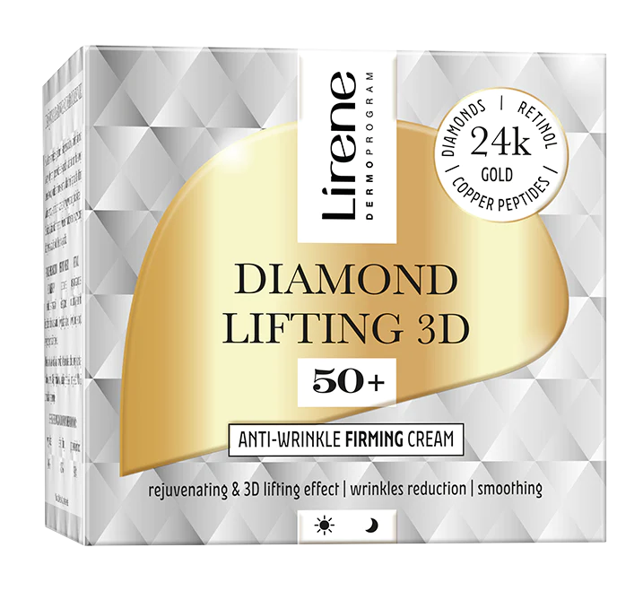 Lirene Diamond Lifting 3D - Crema anti-rid cu efect de fermitate 50+ pentru zi si noapte, 50ml