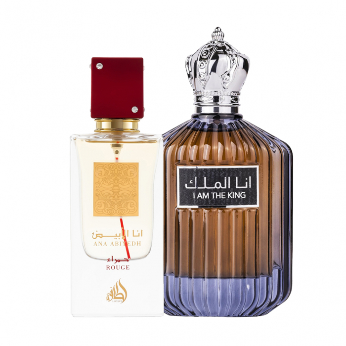 Pachet 2 Parfumuri Best Seller, Ana Abiyedh Rouge 60 Ml Pentru Ea Si I Am The King 100 Ml Pentru El