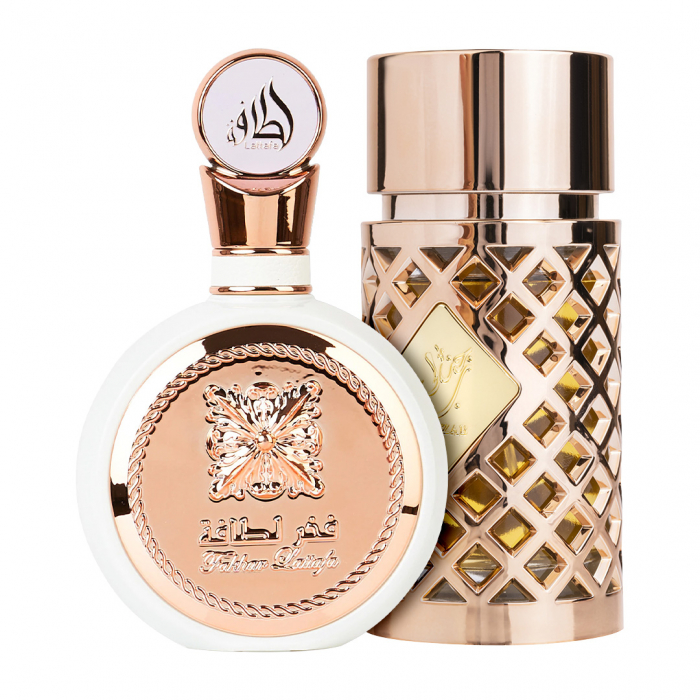 Pachet 2 parfumuri Best Seller, Fakhar Woman 100 ml si Jazzab Gold 100 ml