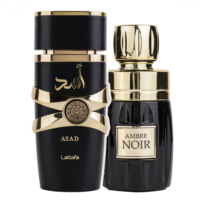 Pachet 2 Parfumuri, Lattafa Asad 100 Ml Si Rave Ambre Noir 100 Ml