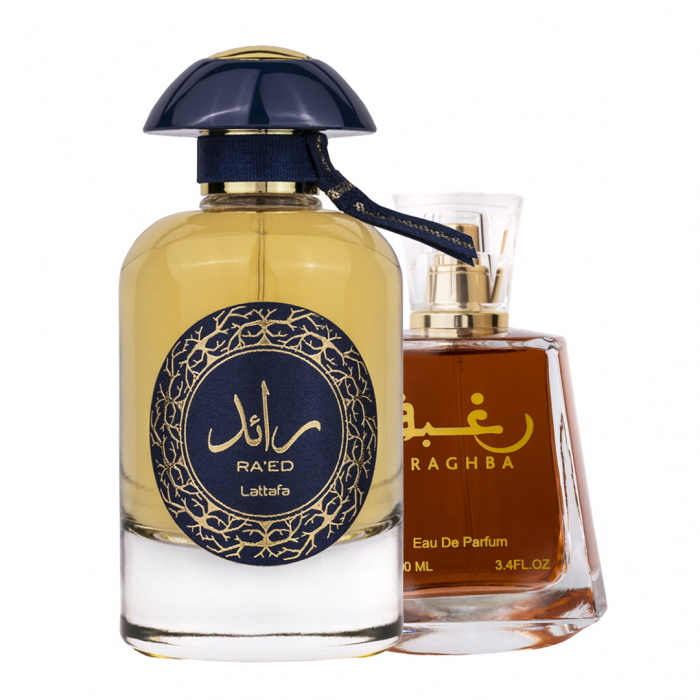 Pachet 2 parfumuri Lattafa, Raed Luxe 100 ml pentru El si Raghba 30 ml pentru Ea