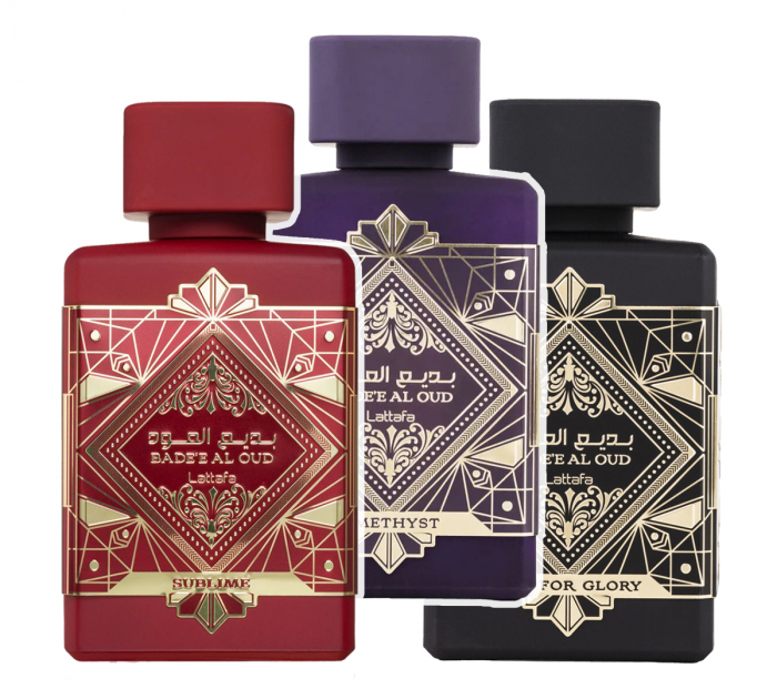 Pachet 3 parfumuri, Badee Al Oud 100 ml, Badee Al Oud Amethyst 100 ml si Badee Al Oud Sublime 100 ml