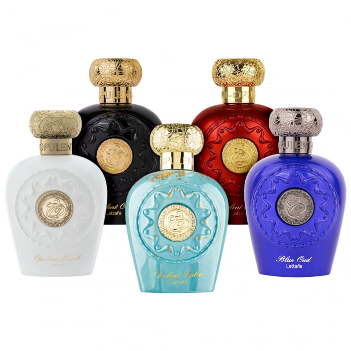 Pachet 5 parfumuri, Opulent Dubai 100 ml, Opulent Oud 100 ml, Opulent Red 100 ml  Opulent Musk 100 ml  si Blue Oud 100 ml