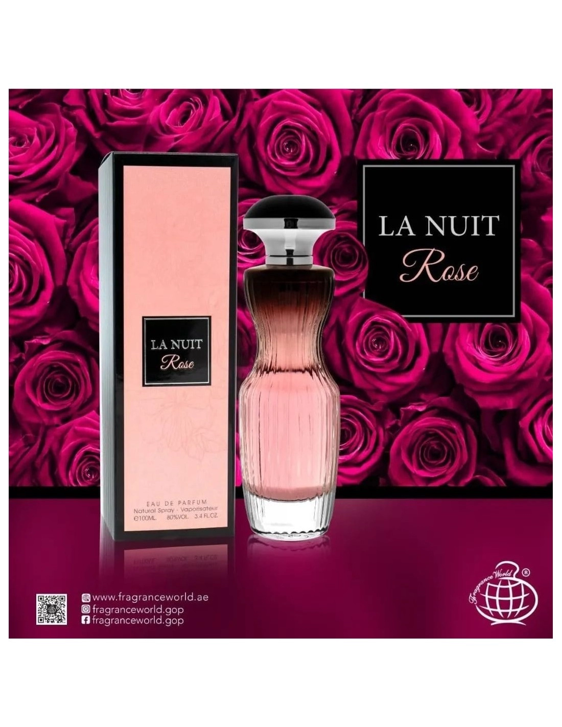 Parfum La Nuit Rose, Fragrance World, apa de parfum 100 ml, femei - inspirat din Tresor Nuit by Lancome [4]