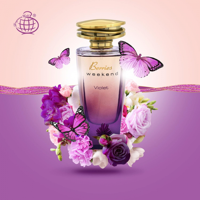 Parfum Berries Weekend Violet, Fragrance World, apa de parfum 100 ml, femei - inspirat din Burberry Weekend by Burberry [5]