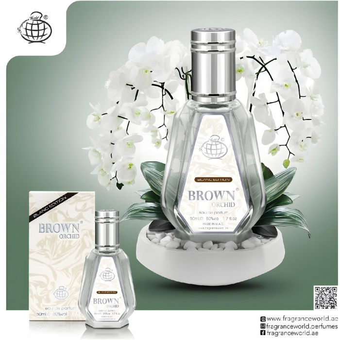 Parfum Brown Orchid Blanc Edition, Fragrance World, apa de parfum 50 ml, femei - inspirat din Silver Mountain Water by Creed [3]