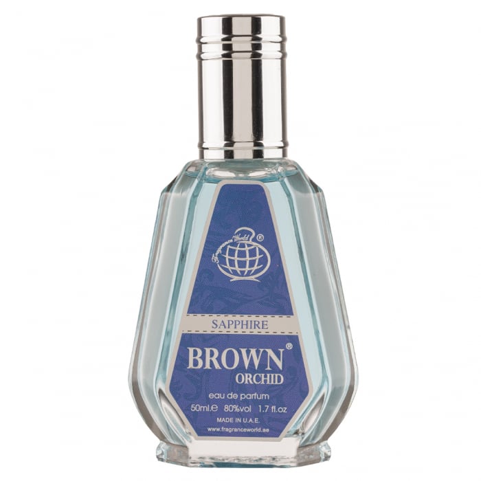 Parfum Brown Orchid Sapphire, Fragrance World, apa de parfum 50 ml, unisex