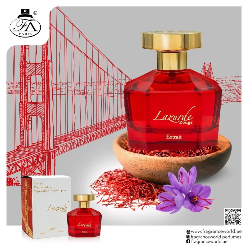 Parfum Lazurde Rouge Extrait, Fragrance World, apa de parfum 100 ml, unisex - inspirat din  Baccarat Rouge 540 Extrait by Maison Francis Kurkdjian [5]