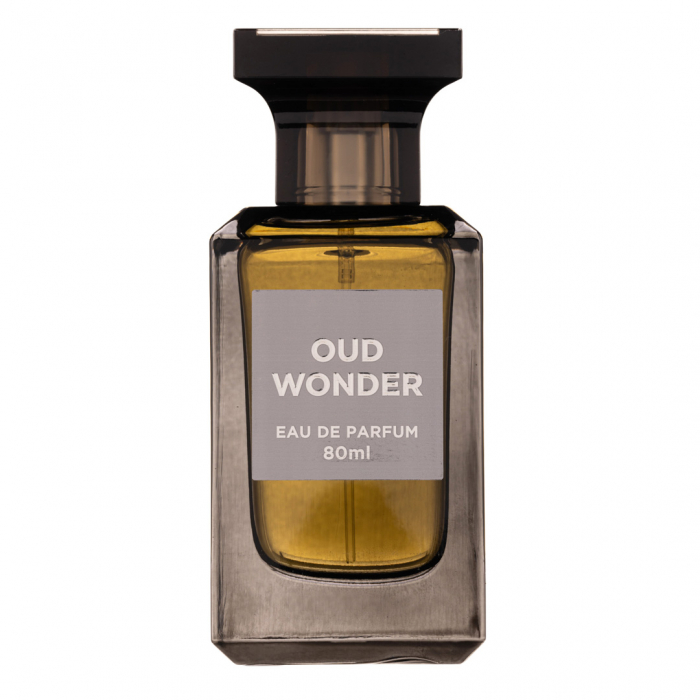 Parfum Oud Wonder, Fragrance World, apa de parfum 80 ml, unisex - inspirat din Oud Wood by Tom Ford