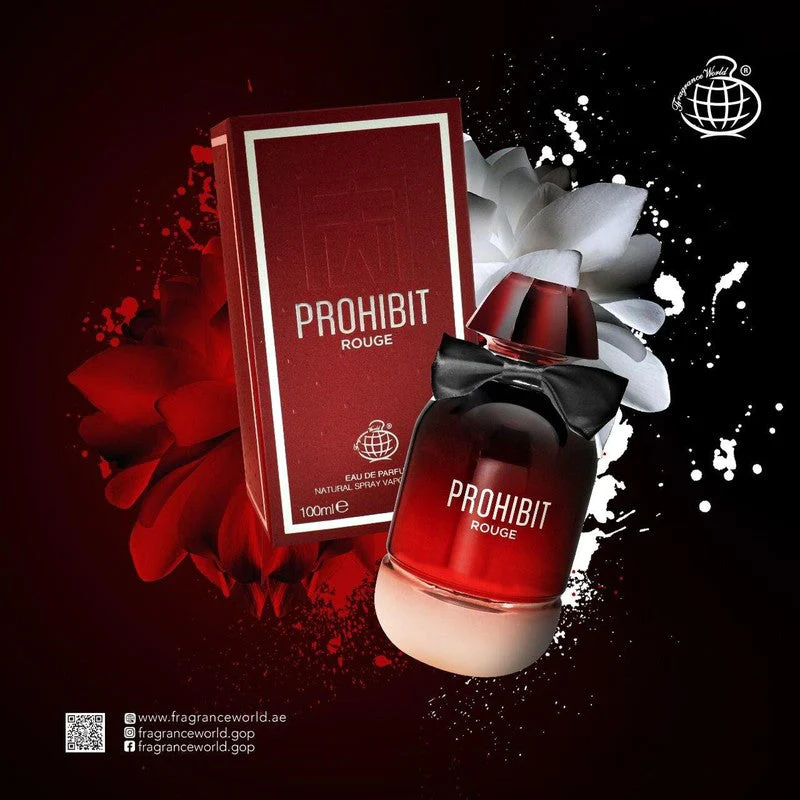 Parfum Prohibit Rouge, Fragrance World, apa de parfum 100 ml, femei - inspirat din Givenchy L'Interdit Rouge [4]