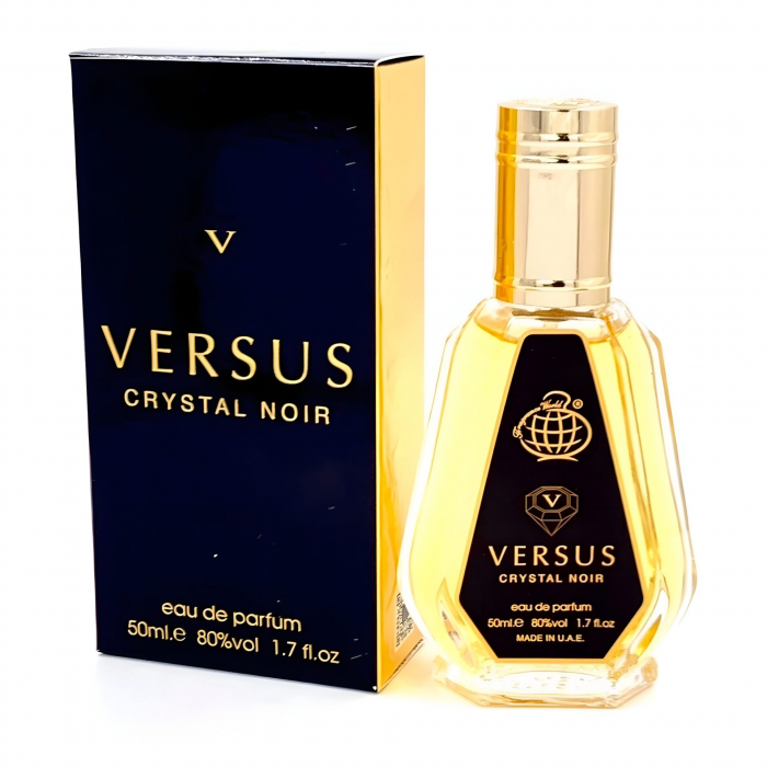 Parfum Versus Crystal Noir, Fragrance World, apa de parfum 50 ml, femei - inspirat din Crystal Noir by Versace