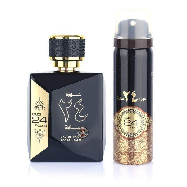 Set Ard Al Zaafaran Oud 24 Hours, apa de parfum 100 ml si deodorant spray 50ml, unisex [1]