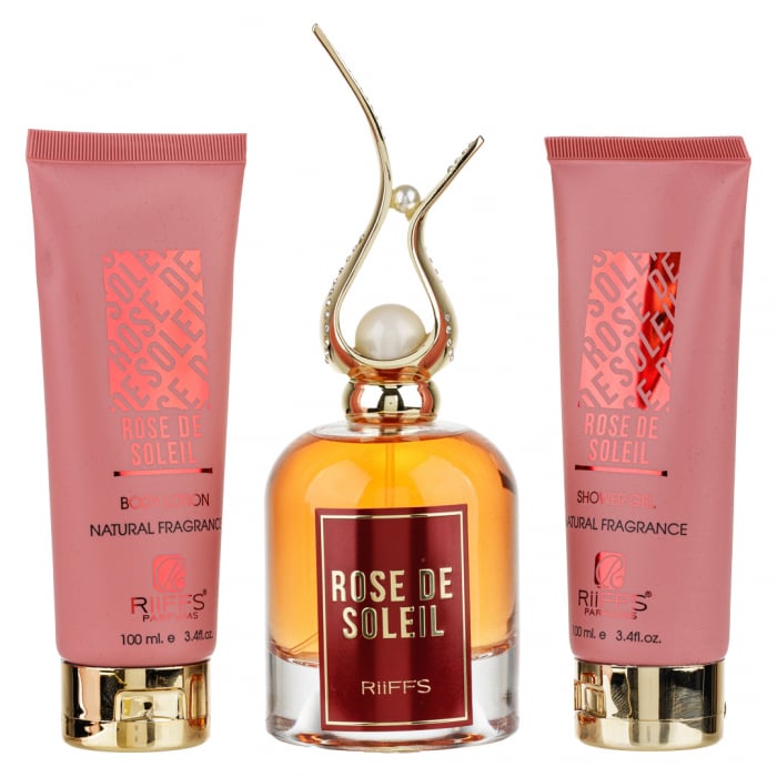 Set Cadou Rose De Soleil, Riiffs, apa de parfum 100 ml + gel de dus 100 ml + lotiune de corp 100 ml, femei