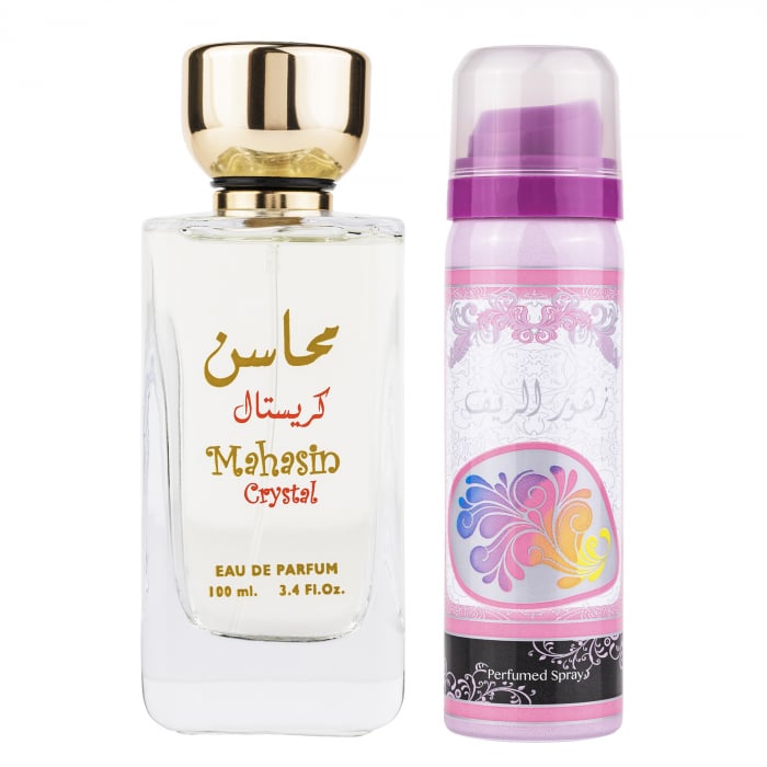 Set Mahasin Crystal, apa de parfum 100 ml si deodorant 50 ml, femei 100 imagine pret reduceri