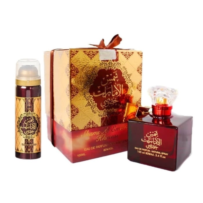 Set Shams Al Emarat Khususi, apa de parfum 100 ml + deodorant 50 ml, femei
