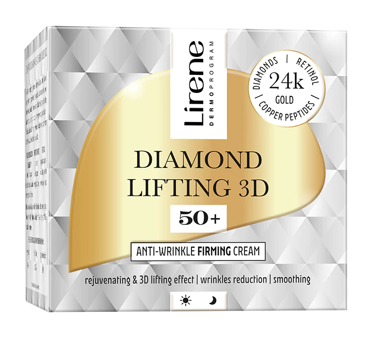 Produse cosmetice - Lirene Diamond Lifting 3D - Crema anti-rid cu efect de fermitate 50+ pentru zi si noapte, 50ml