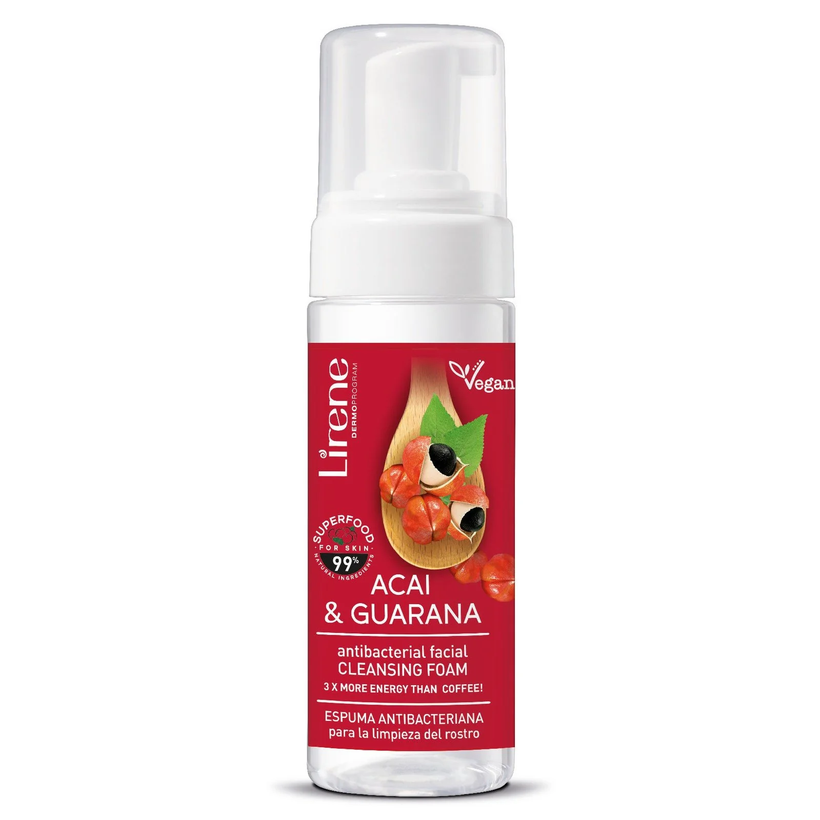 Produse de ingrijire - Lirene Superfood - Spuma naturala pentru curatarea tenului cu extract de acai si guarana, 150ml