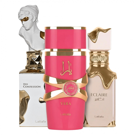 Parfumuri sezonul rece - Pachet 3 parfumuri best seller, Eclaire 100 ml, Yara Candy 100 ml si Her Confession 100 ml