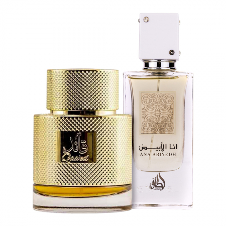 Parfumuri sezonul rece - Pachet 2 parfumuri Qaaed 100 ml si Ana Abiyedh White 60 ml