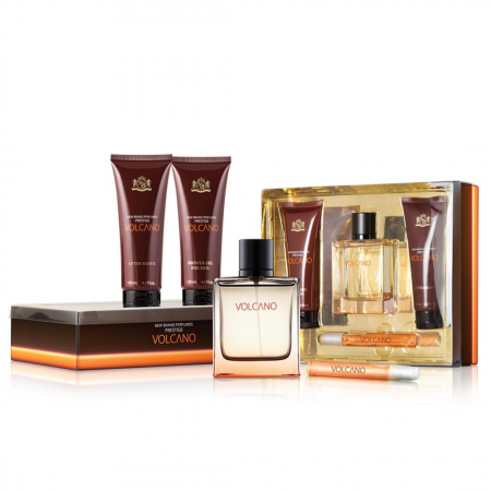 New Brand Perfumes - Set Volcano, apa de toaleta 100 ml + apa de toaleta 15ml + Gel de dus 130ml + After Shave 130ml, barbati
